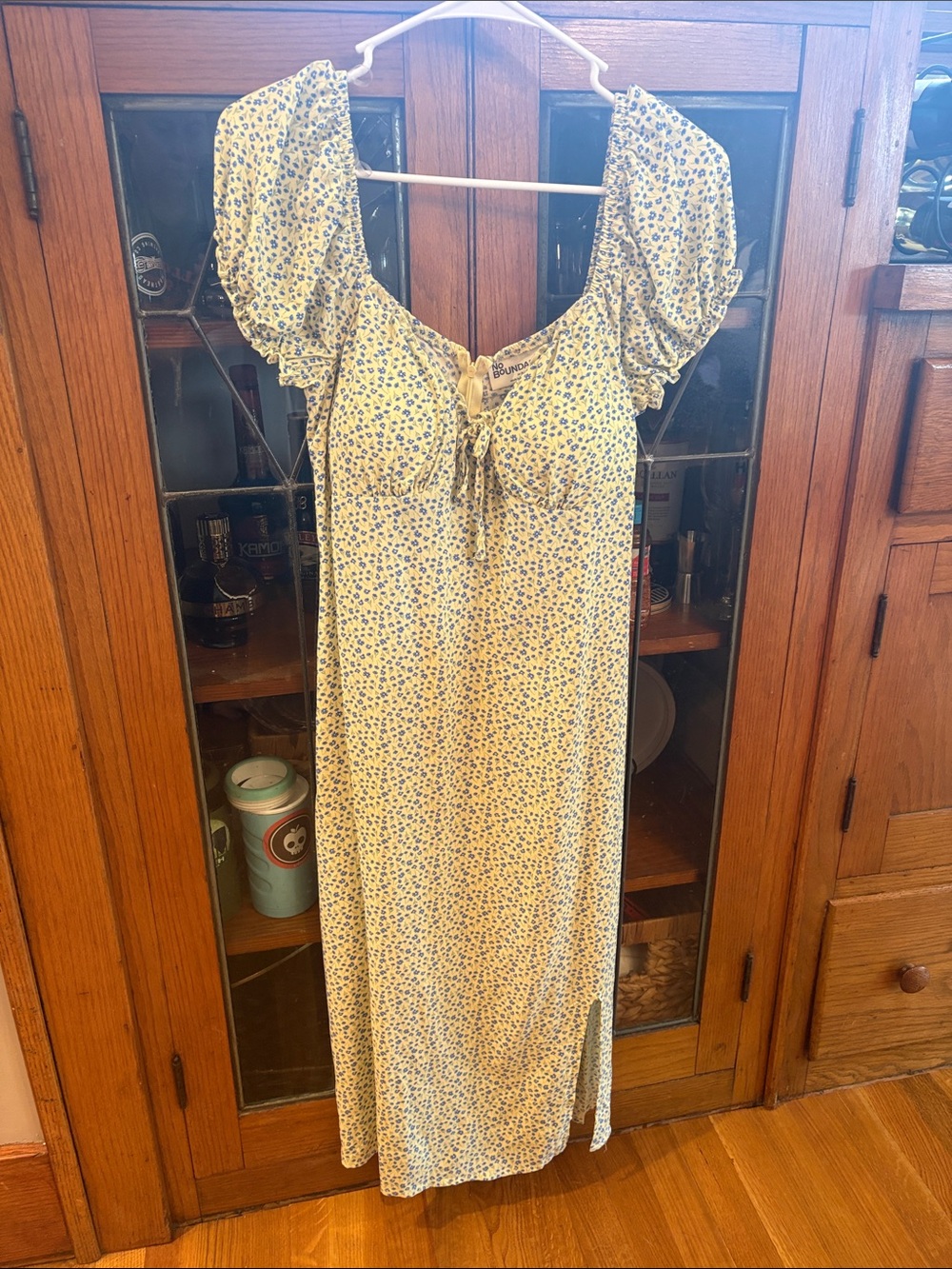 No Boundaries Yellow Floral Maxi Dress with Puff Sleeves